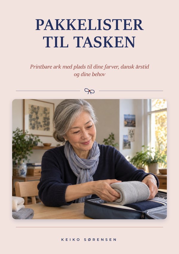Pakkelister til tasken omslaget til minibogen